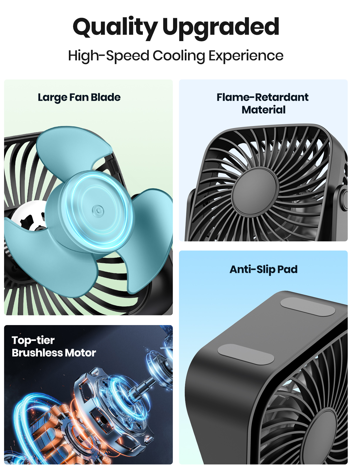 AliExpress TOPK 4 Inch USB Mini Portable Desk Fan, view 3