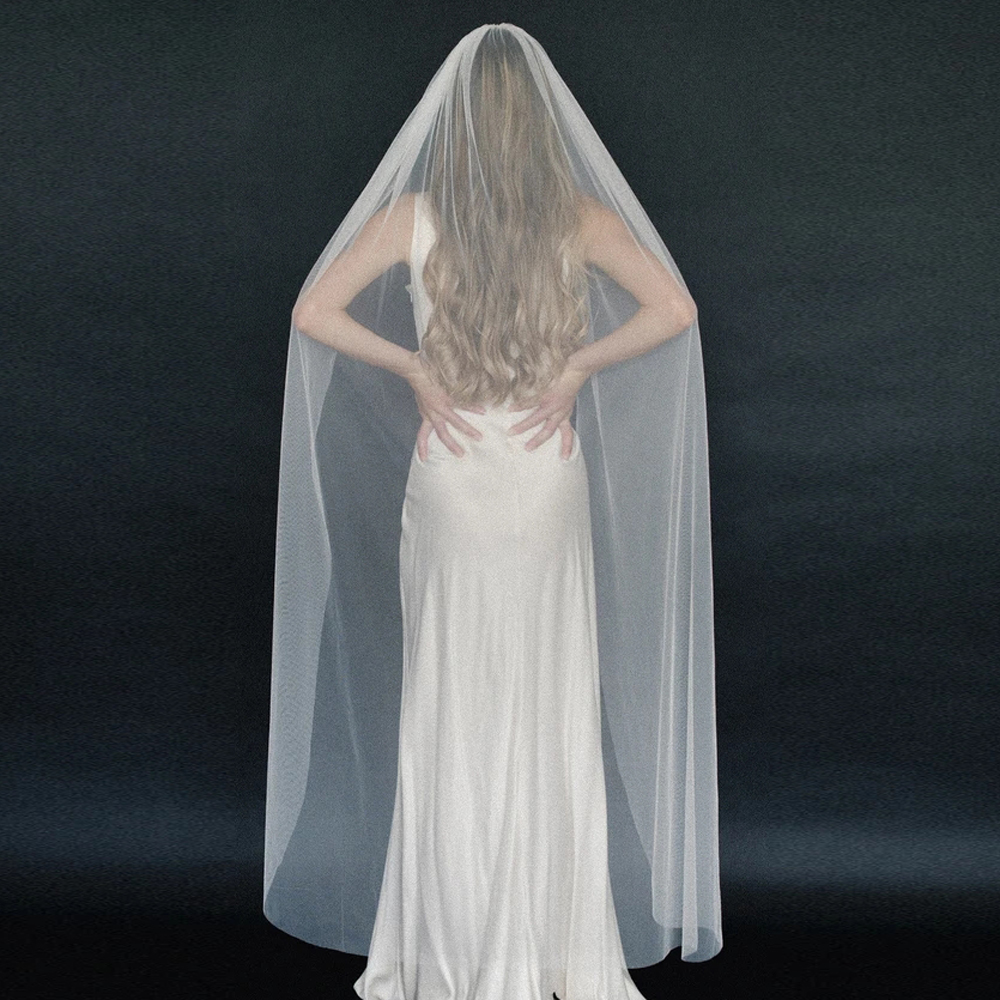 AliExpress TOPQUEEN V30 Classic Bridal Wedding Veils Plain Yarn 1 Tier Soft Wedding Long Veil with Comb Wedding Dress Accessories Black Red