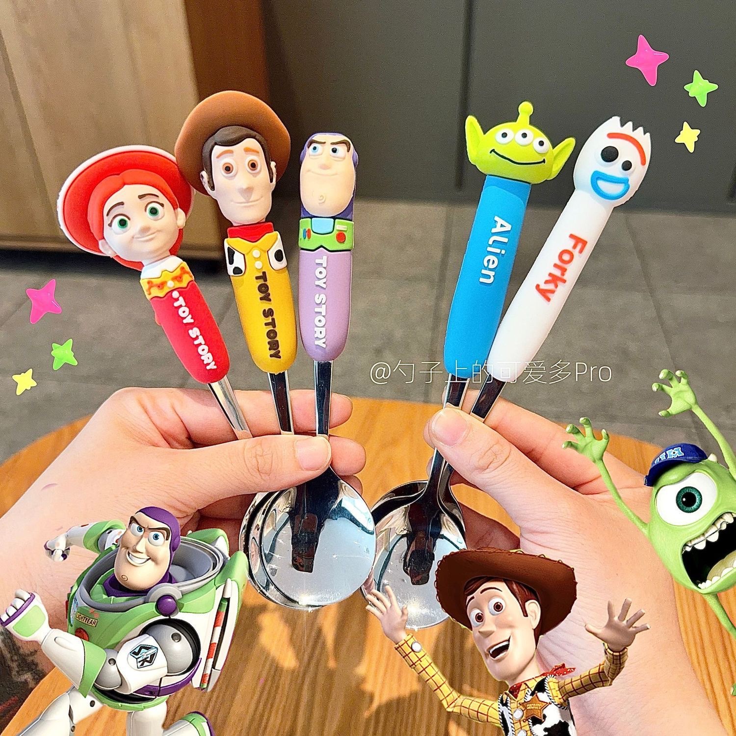 AliExpress Toy Story 5 Spoon Fork Cutlery Set Woody Buzz Lightyear Jessie Forky Alien Cartoon Character Birthday Christmas Gift For Fans, view 5