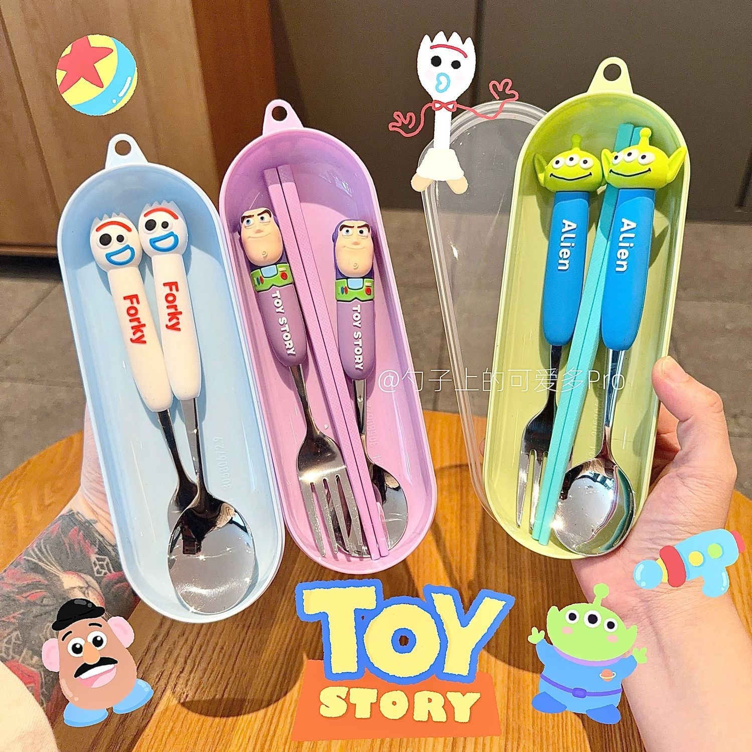 AliExpress Toy Story 5 Spoon Fork Cutlery Set Woody Buzz Lightyear Jessie Forky Alien Cartoon Character Birthday Christmas Gift For Fans, view 4