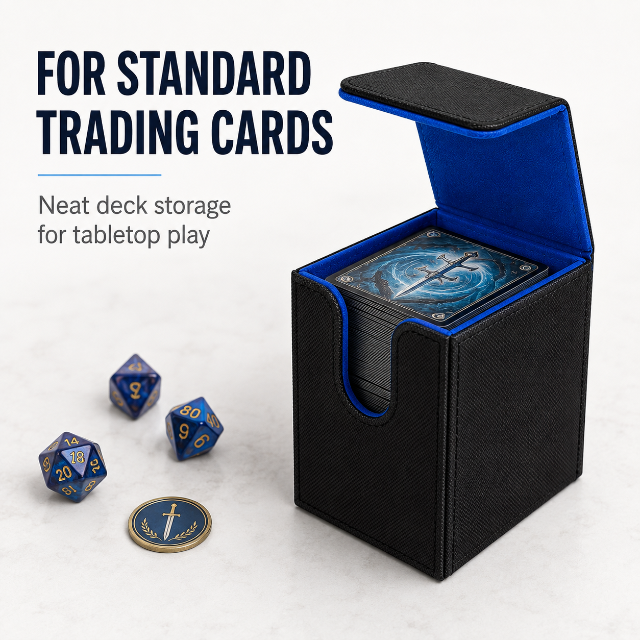 AliExpress Blue PU Leather Magnetic Trading Card Deck Box, view 4