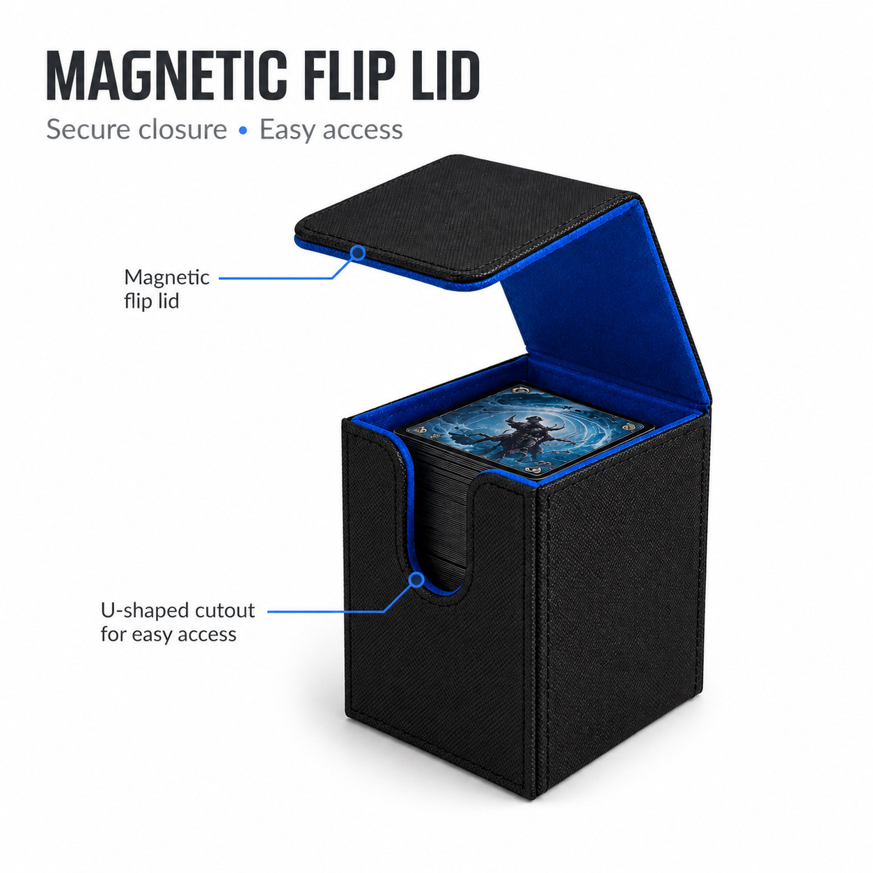 AliExpress Blue PU Leather Magnetic Trading Card Deck Box, view 6