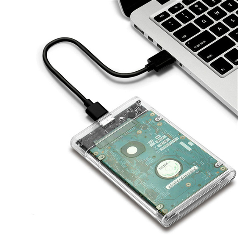 AliExpress Transparent 2.5 Inch HDD Enclosure SSD SATA to USB 3.0 Type-C 3.1 Portable External Hard Drive Case Tool-Free, view 2