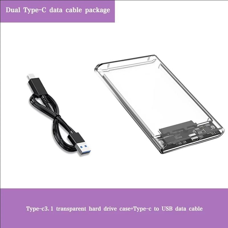 AliExpress Transparent 2.5 Inch HDD Enclosure SSD SATA to USB 3.0 Type-C 3.1 Portable External Hard Drive Case Tool-Free, view 5