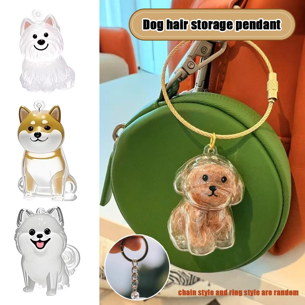 AliExpress Transparent Cute Dog Pendant Keychain Creative Pet Hair Storage Capsule Hanging Ornament for Pet Lover DIY Pet Memorial Keychain