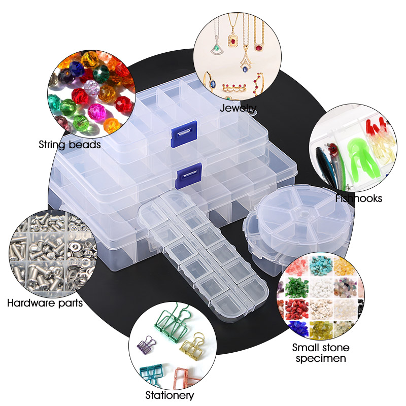 AliExpress Clear Plastic Jewelry Box with Adjustable Compartments, view 6