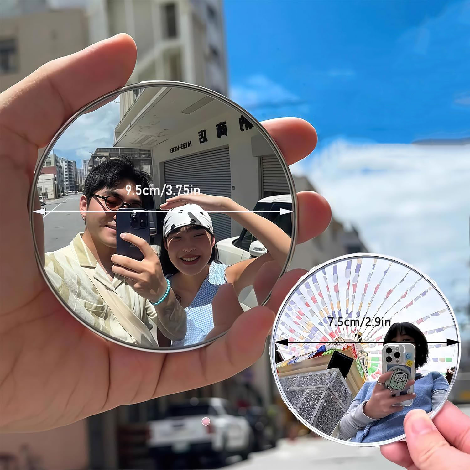 AliExpress Travel Handheld Selfie Mirror INS Portable Round Reflection Convex Mirrors for Photography Prop Vlogging Traveling Accessories, view 3