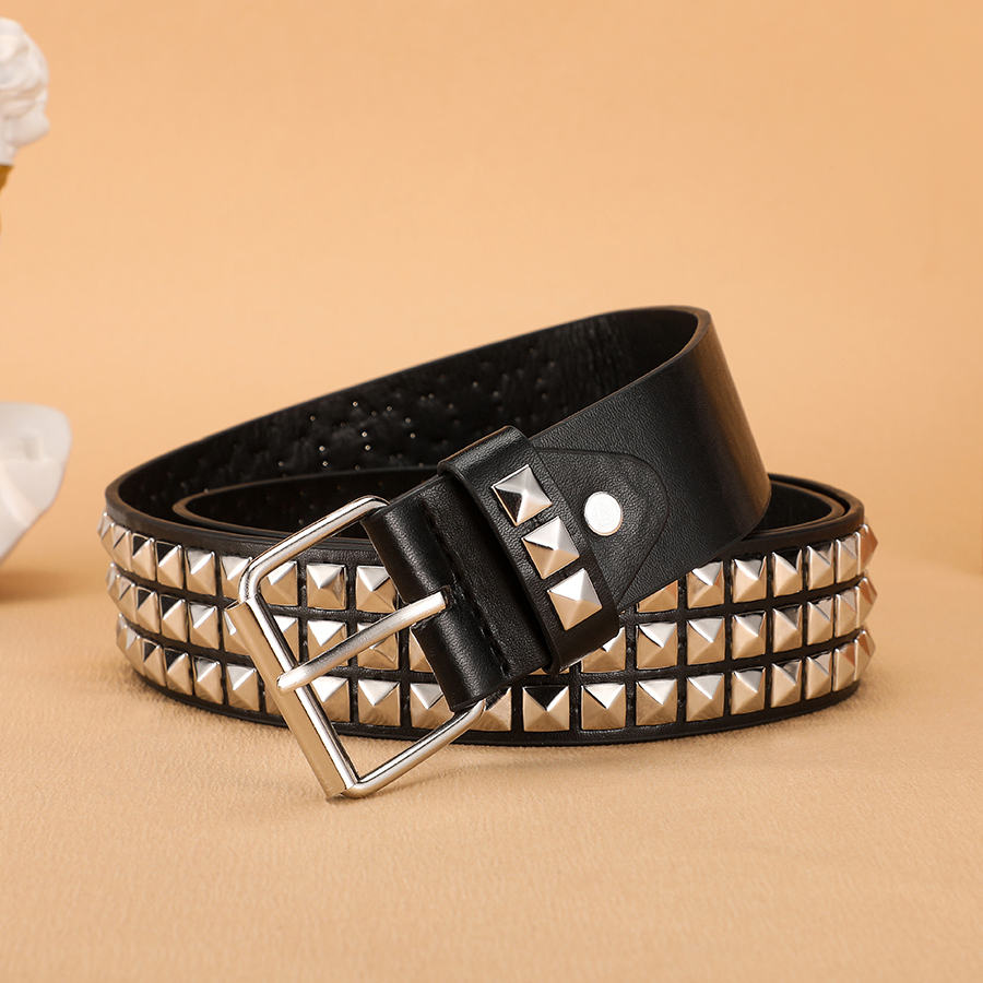 AliExpress Trend Rivet Belt Heavy Metal Belt Men Women Punk Nightclub Rock Style Belt Jeans Belt Y2K Belt Fashion Decoration Women' Belt, view 2
