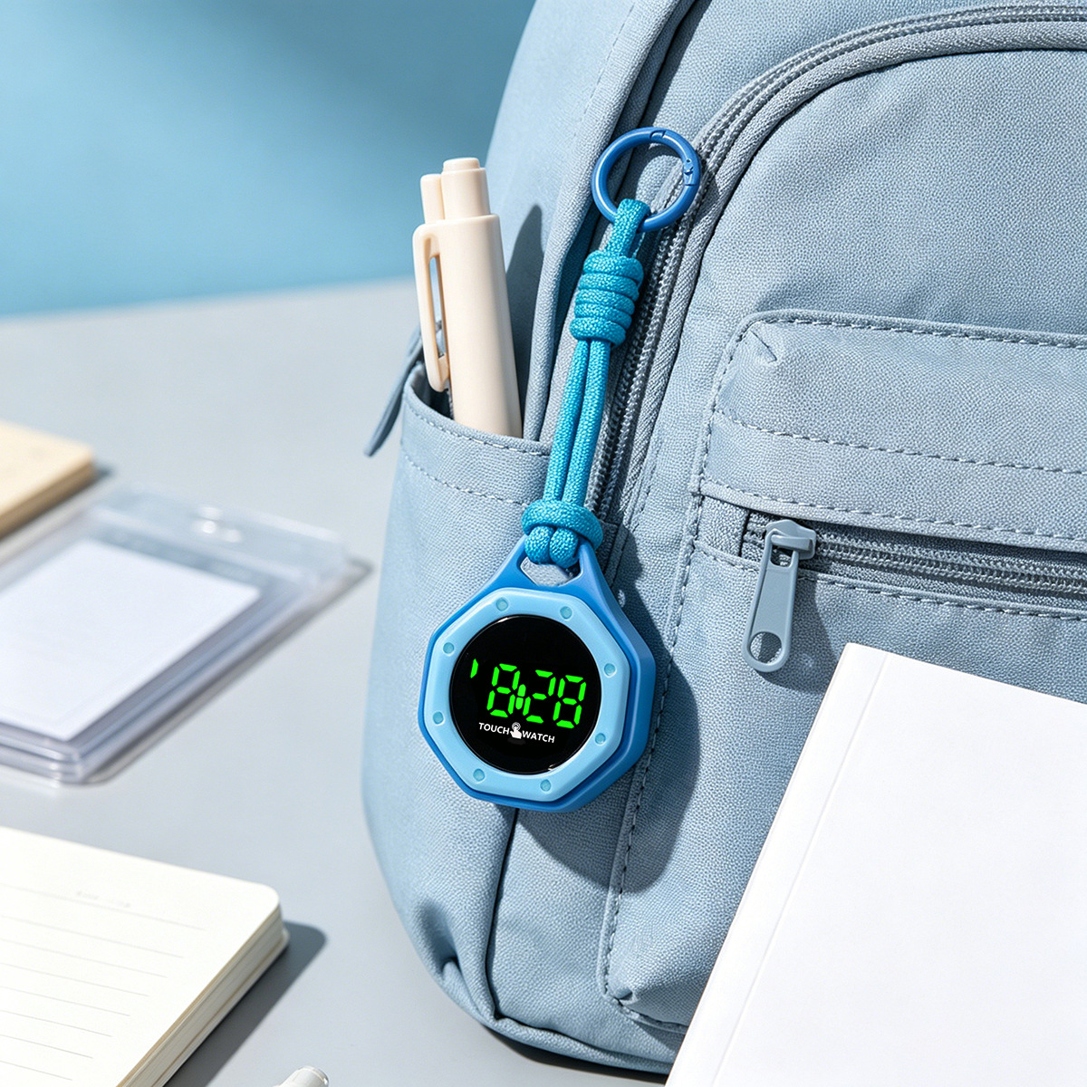 AliExpress Trendy and simple hanging electronic watch for middle and high school students, backpack pendant watch, hanging watch, view 5