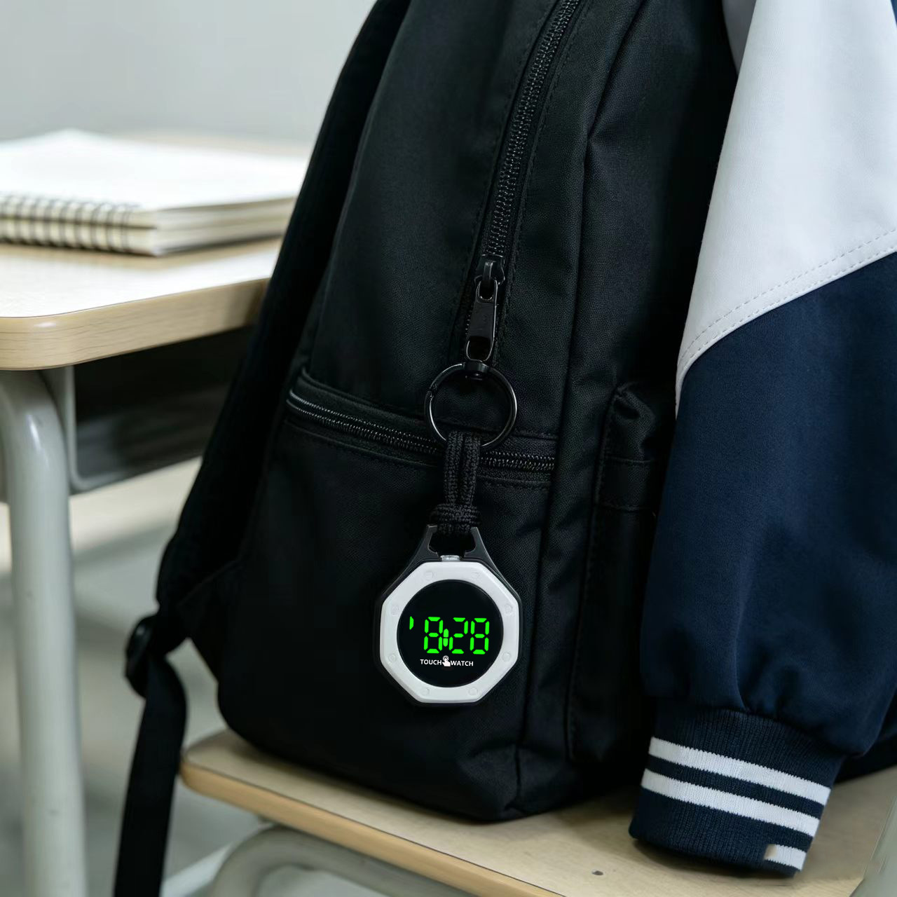 AliExpress Trendy and simple hanging electronic watch for middle and high school students, backpack pendant watch, hanging watch, view 4