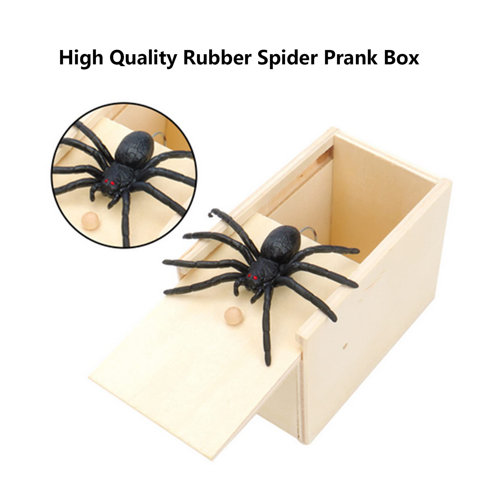 AliExpress Trick Spider Funny Scare Box Wooden Hidden Box Quality Prank Wooden Scare Box Fun Game Prank Trick Friend Office Toys, view 2