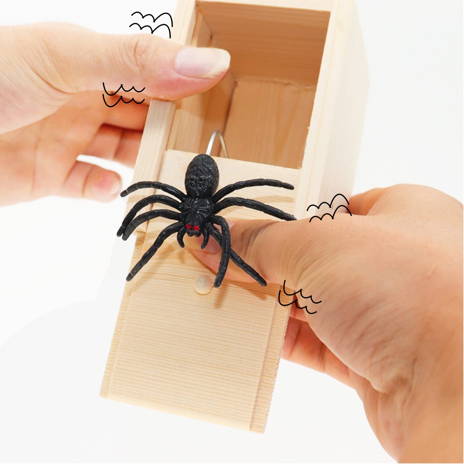 AliExpress Trick Spider Funny Scare Box Wooden Hidden Box Quality Prank Wooden Scare Box Fun Game Prank Trick Friend Office Toys, view 5