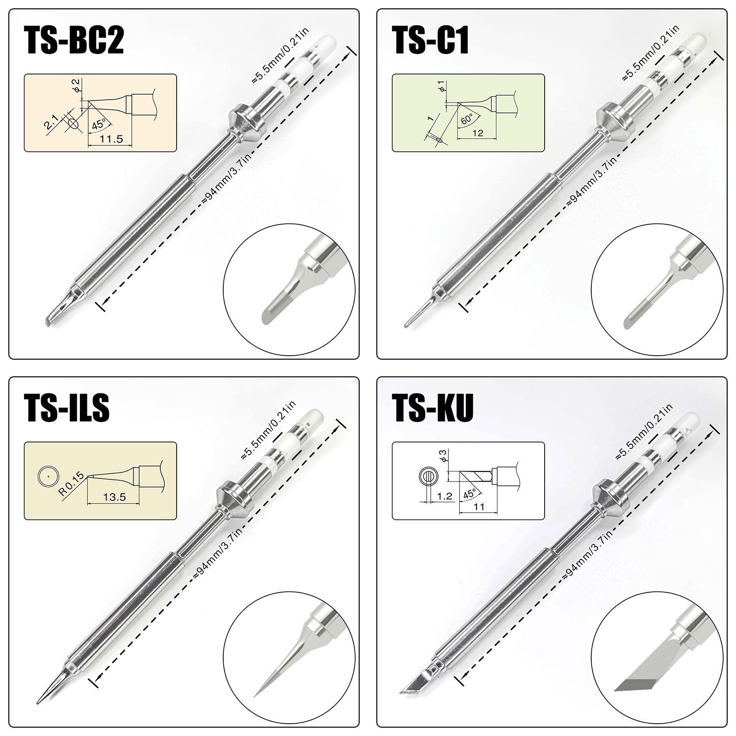 AliExpress Replacement Soldering Tips for Pinecil and TS100, view 4