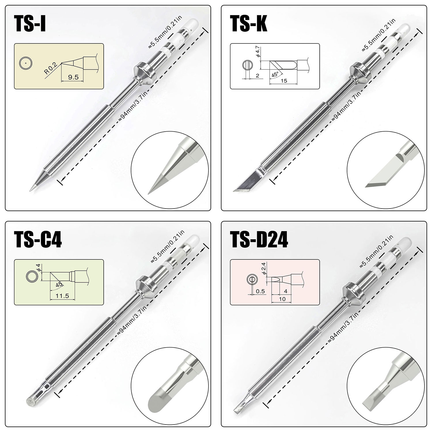 AliExpress Replacement Soldering Tips for Pinecil and TS100, view 5