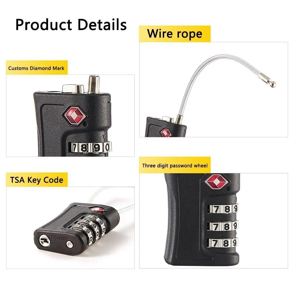 AliExpress TSA Customs Lock 3 Digits Travel Password Changeable Lock Digital Lock ABS Mini Suitcase Luggage Anti-theft Lock for Airplane, view 4