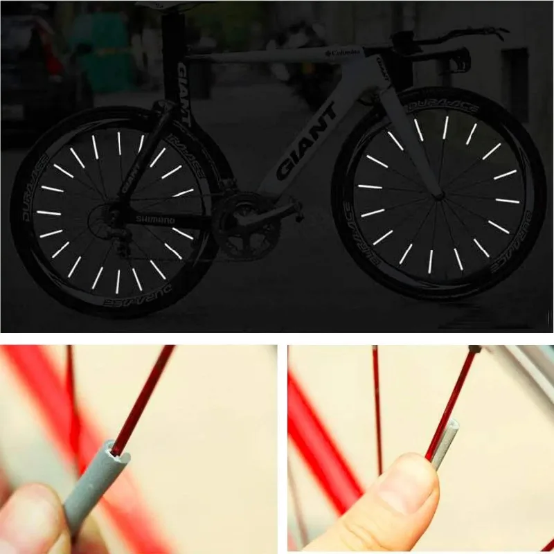 AliExpress Tube Warning Strip 12Pcs Reflective Mount Clip  Bicycle Wheel Spoke Reflector Stripe Steel Wire Lamp MTB Bike Reflector Light, view 5