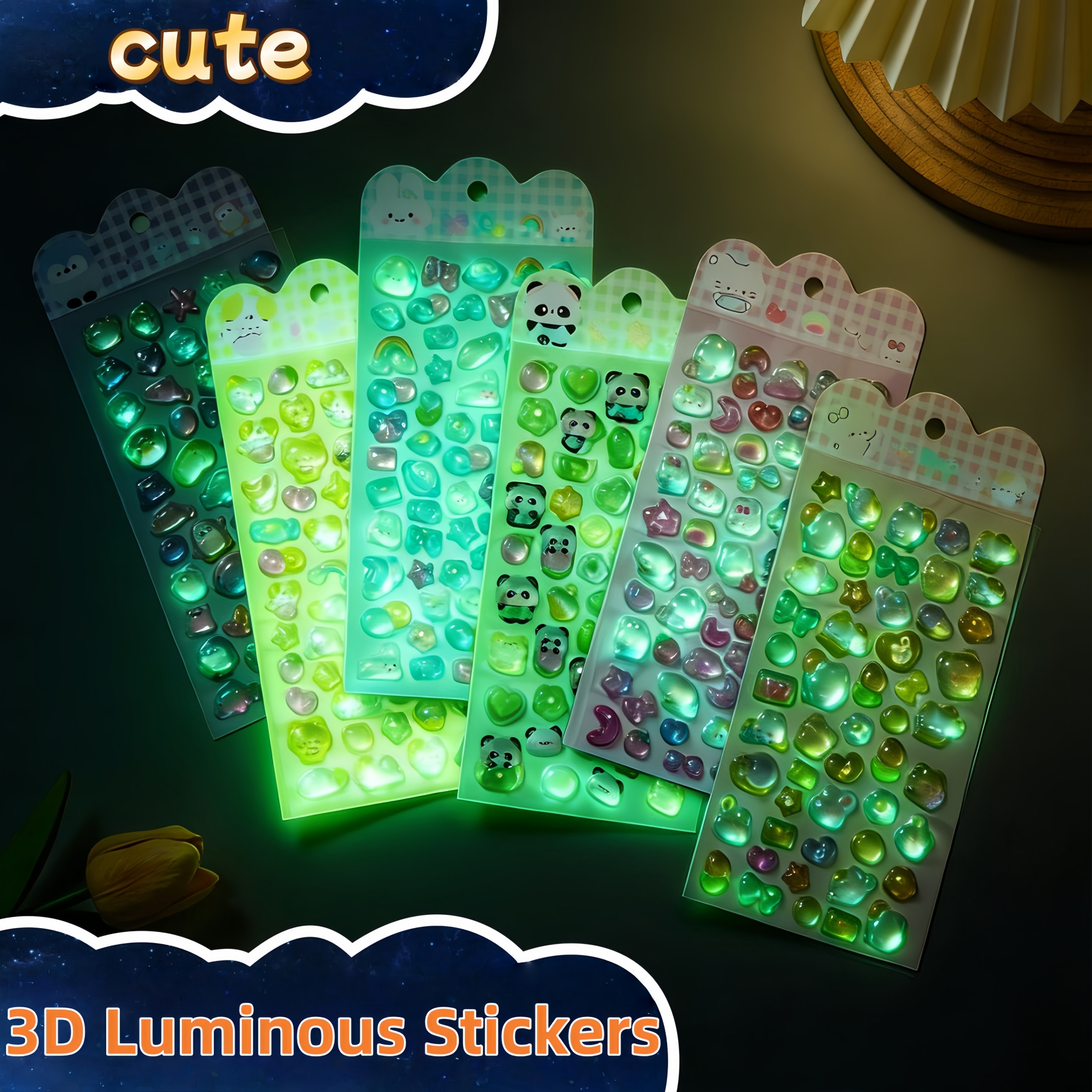 AliExpress Two Types of 3D Embossed Stickers: Luminous/Non-Luminous, Cartoon Stickers, Phone Case Decorations, Planner Stickers, Party Favors