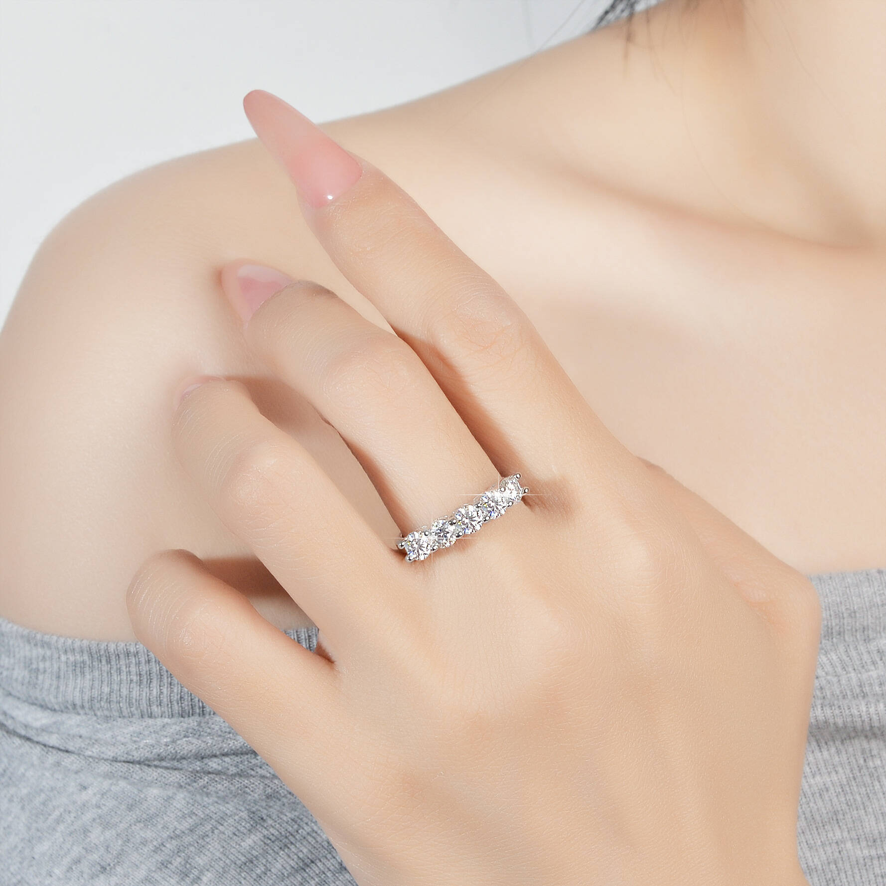 AliExpress TY 925 Silver Moissanite Ring (4mm, D Color), view 2