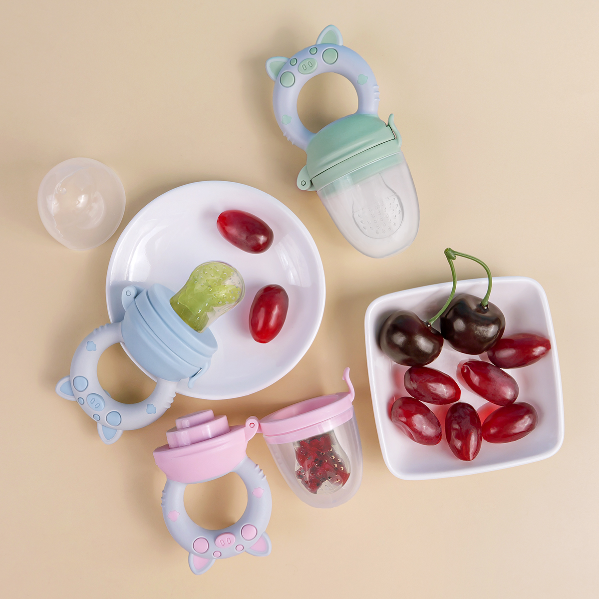 AliExpress TYRY.HU 4pcs/set Silicone Fruit & Vegetable Feeder for Infants and Toddlers 6-36 Months Food Grade Teething & Feeding Pacifier, view 5