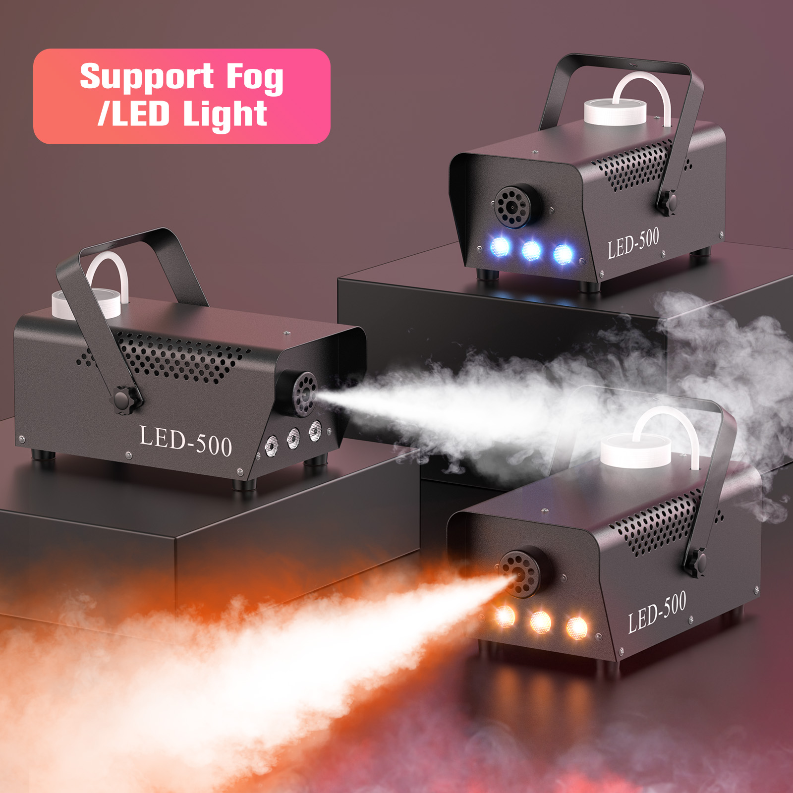 AliExpress U'King 500W Smoke Machine RGB 3 LED Mixed Color Fog Machine with Remote Control Stage Smoke Ejector for DJ Halloween Christmas, view 5