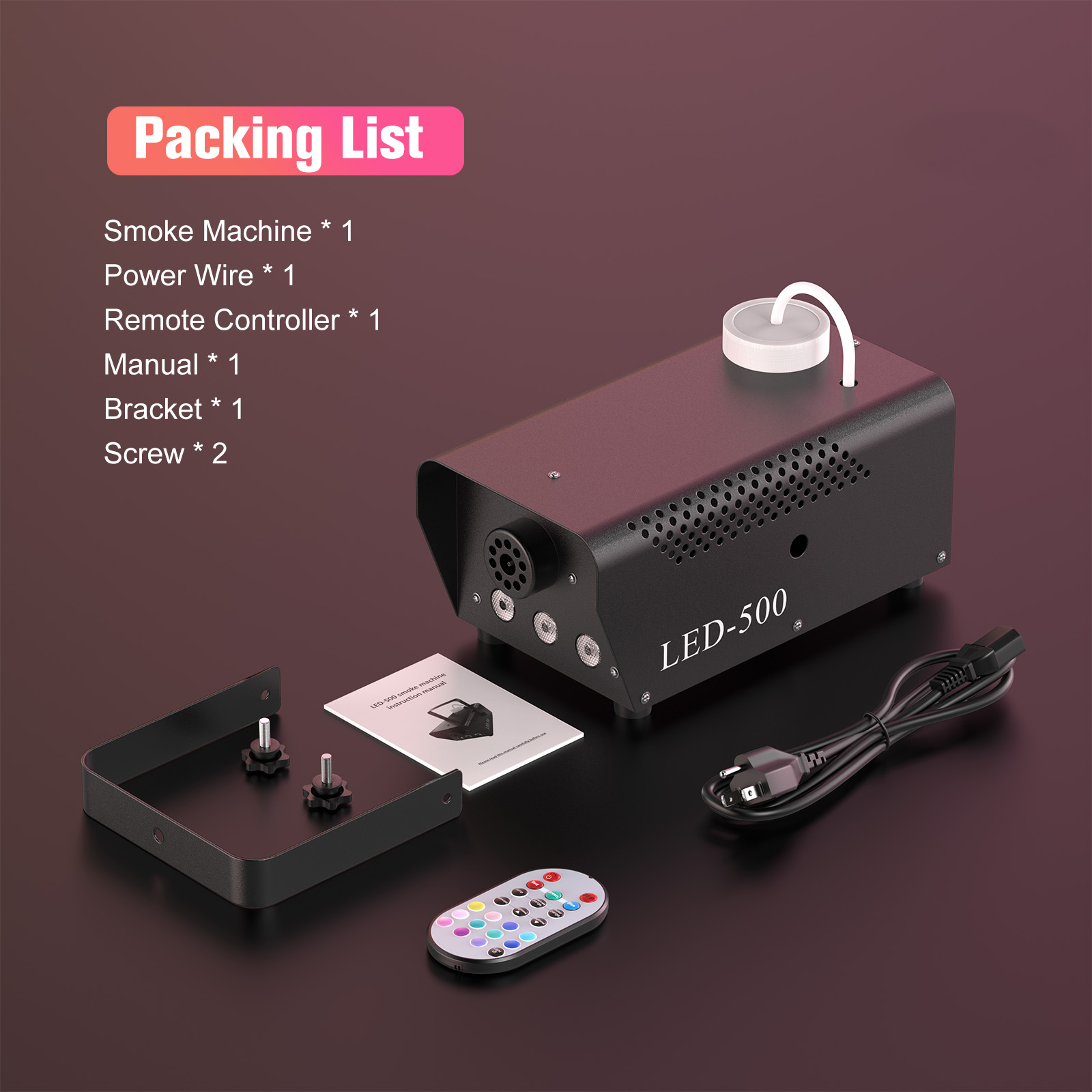 AliExpress U'King 500W Smoke Machine RGB 3 LED Mixed Color Fog Machine with Remote Control Stage Smoke Ejector for DJ Halloween Christmas, view 6