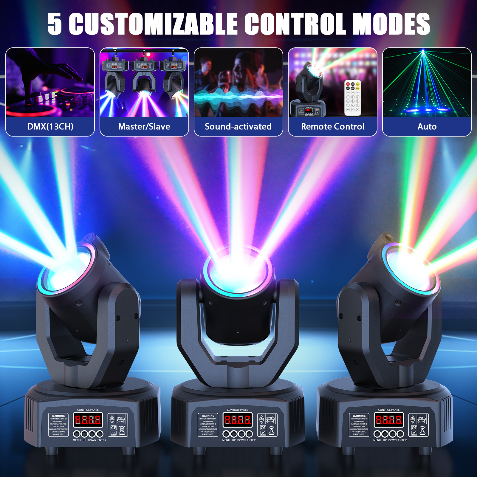 AliExpress U'King Mini 30W Spot Beam Moving Head Light LED 4IN1 RGBW Effect Strobe Stage Light DMX Sound Activated DJ Disco Bar Party Light, view 4