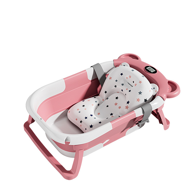 AliExpress UBRAVOO Foldable Baby Bathtub Set With Detachable Parts And Temperature Display; Suitable For Newborns And Infants Aged 0 To 36 Months.