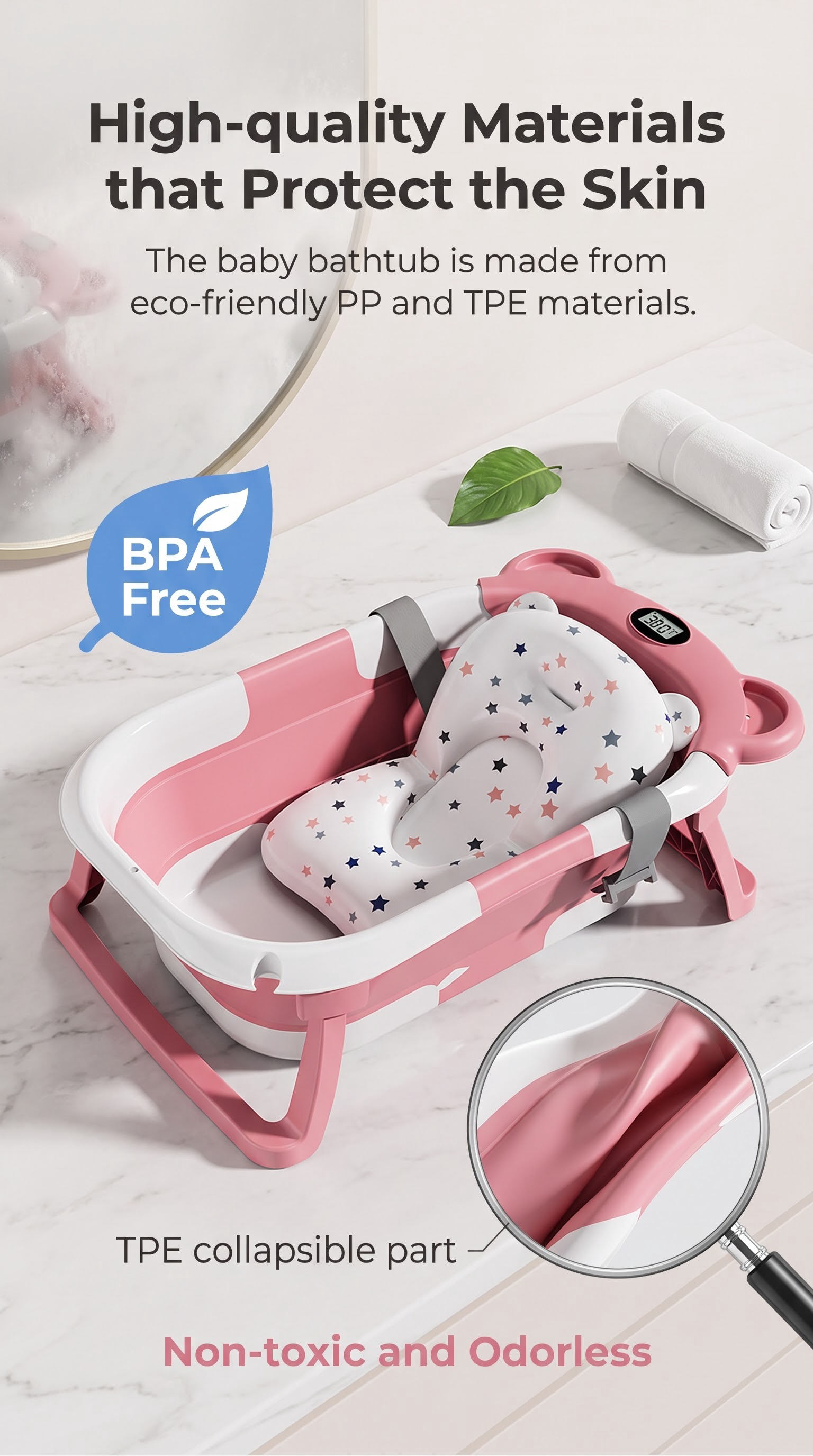 AliExpress UBRAVOO Foldable Baby Bathtub Set With Detachable Parts And Temperature Display; Suitable For Newborns And Infants Aged 0 To 36 Months., view 5