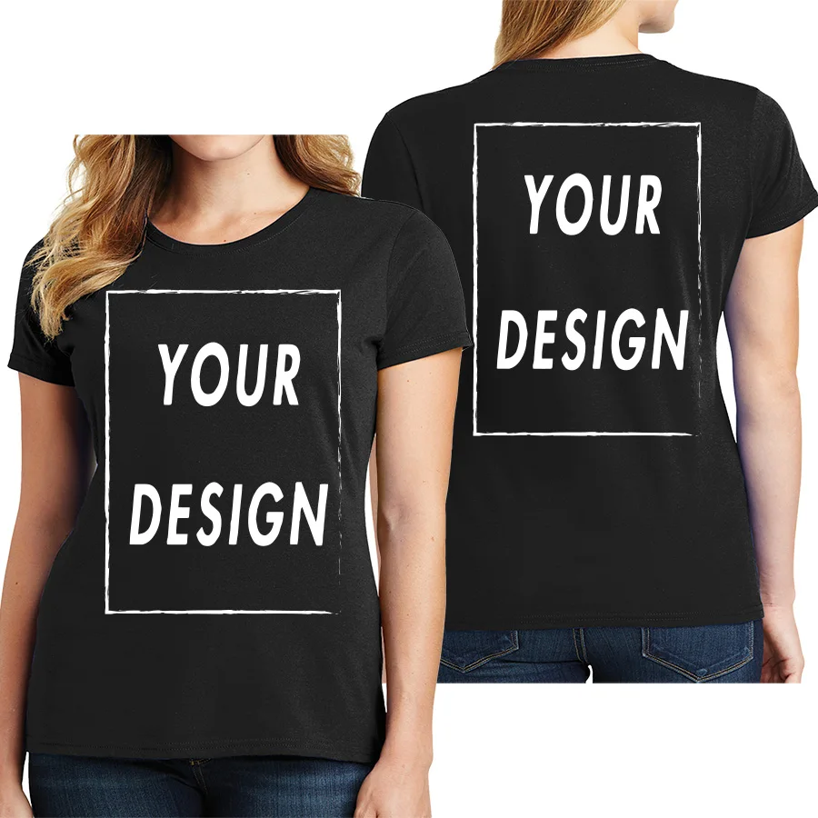 AliExpress UE Size Custom Team T-shirt for Women, Add Your Own Design in Front and Back, Print and Text, High-quality T-shirt for Men