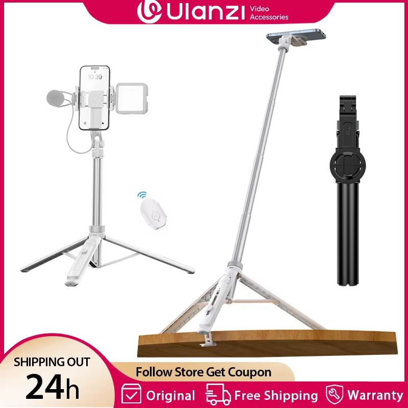 AliExpress Ulanzi TT88 1.44M Overhead Selfie Stick Phone Tripod with Magnetic Clamp Wireless Remote Extension Tripod for LiveStreaming Vlog