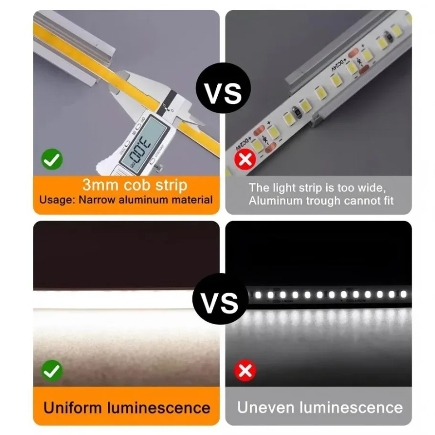 AliExpress Ultra-Thin Dimmable COB LED Strip (12V, 3mm), view 6
