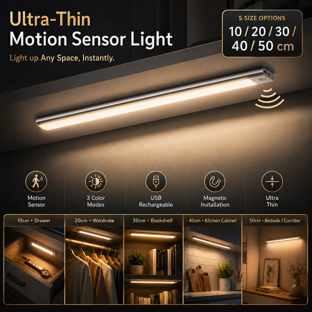 AliExpress Ultra-Thin Magnetic Motion Sensor Cabinet Light
