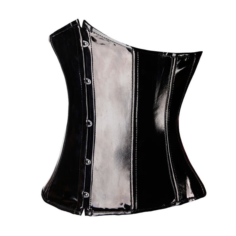 AliExpress Underbust Corset Top Black PVC Vinyl Sexy Bustier for Women Boned Waist Cincher Goth Punk Style Body Shaper Short Torso Korsett, view 2