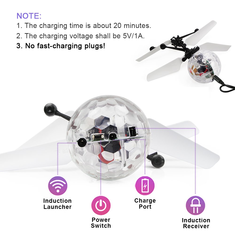 AliExpress Unique Toy Gesture-controlled Colorful Luminous Crystal Ball Pendant Children's Unique Gift Remote-controlled Sensing Light Ball, view 4