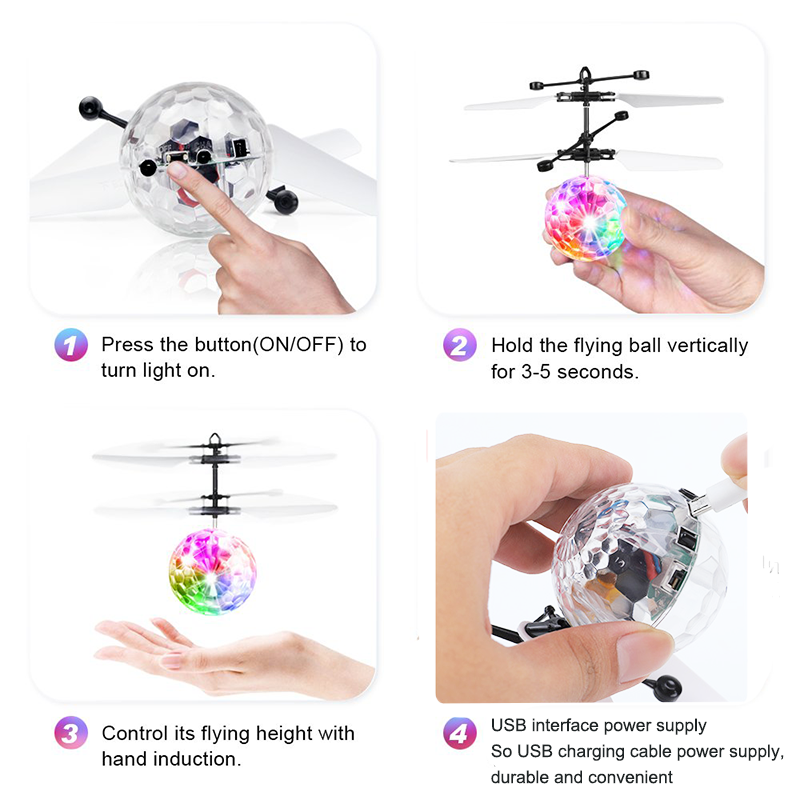 AliExpress Unique Toy Gesture-controlled Colorful Luminous Crystal Ball Pendant Children's Unique Gift Remote-controlled Sensing Light Ball, view 5
