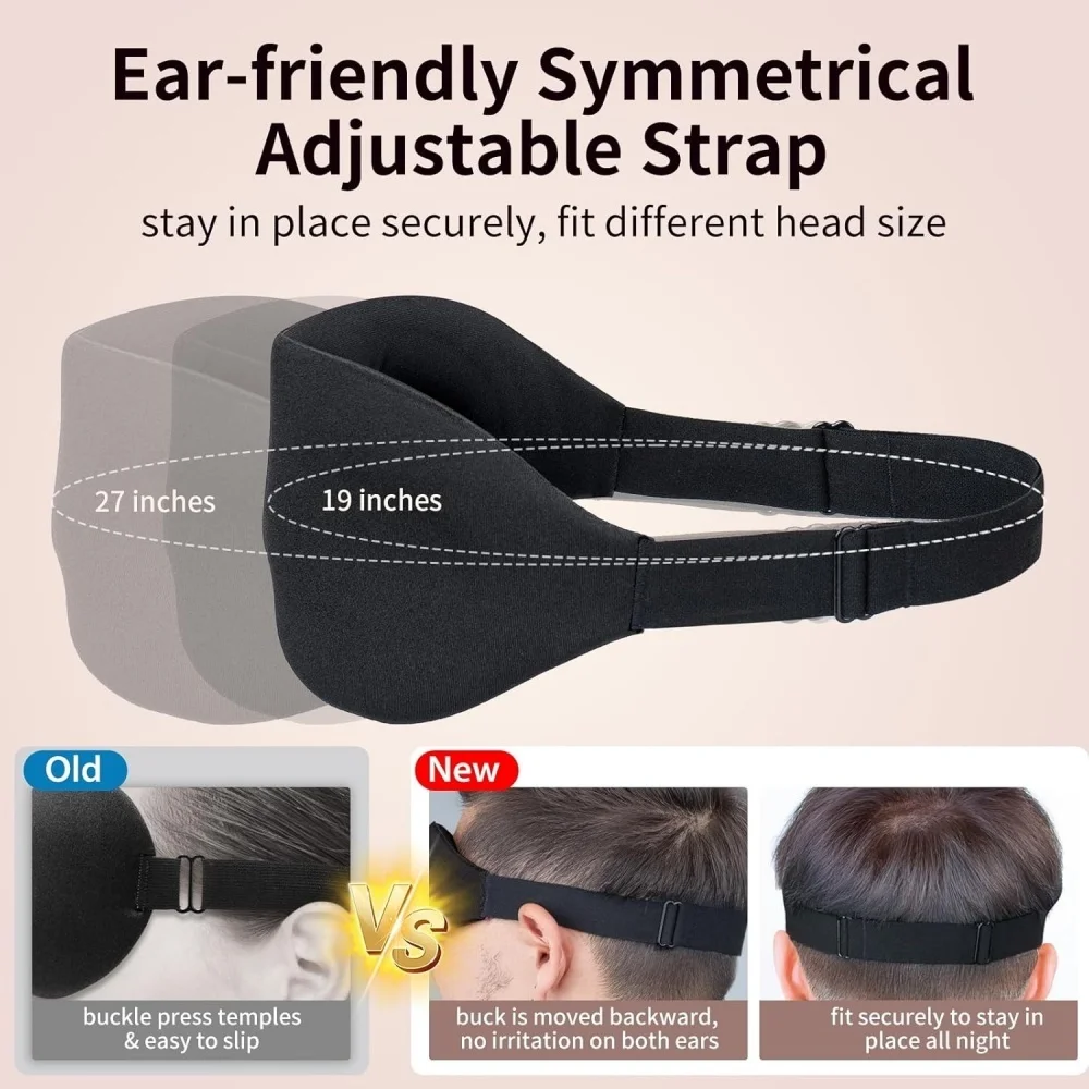AliExpress Unisex 3D Contoured Sleep Mask, Groove Molded Design Memory Foam Light Blocking Eyemask, Soft Comfortable for Travel Yoga Nap, view 3