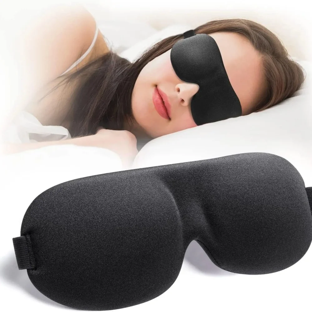 AliExpress Unisex 3D Contoured Sleep Mask, Groove Molded Design Memory Foam Light Blocking Eyemask, Soft Comfortable for Travel Yoga Nap, view 4