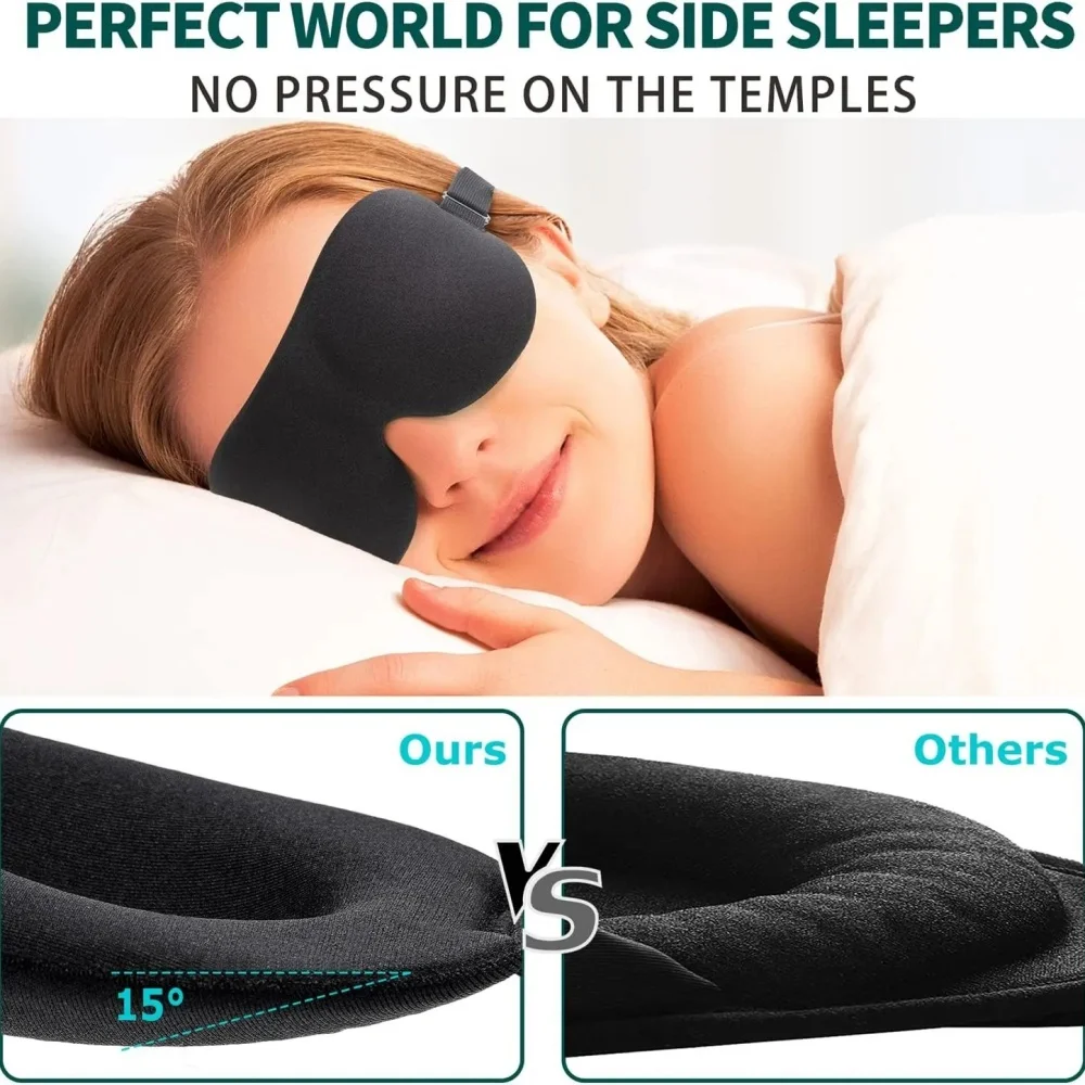 AliExpress Unisex 3D Contoured Sleep Mask, Groove Molded Design Memory Foam Light Blocking Eyemask, Soft Comfortable for Travel Yoga Nap, view 6