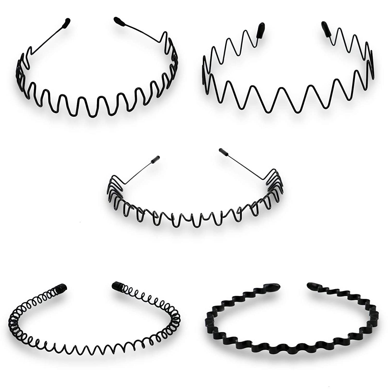 AliExpress Unisex Black Elastic Wavy Metal Headband