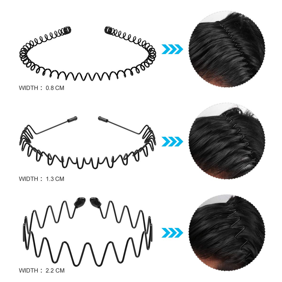AliExpress Unisex Black Elastic Wavy Metal Headband, view 2