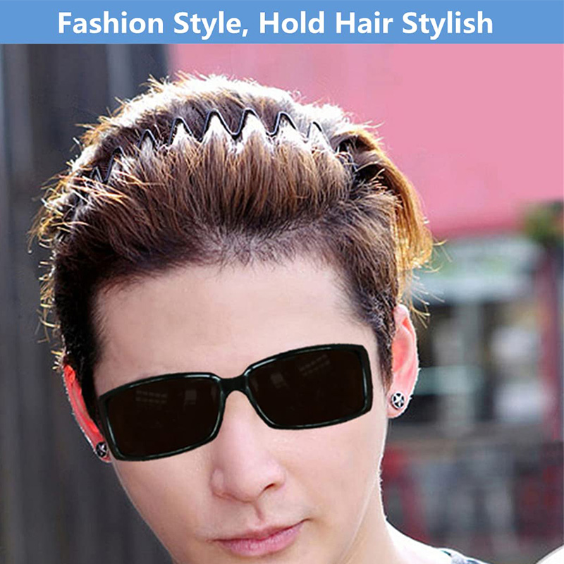 AliExpress Unisex Black Elastic Wavy Metal Headband, view 3