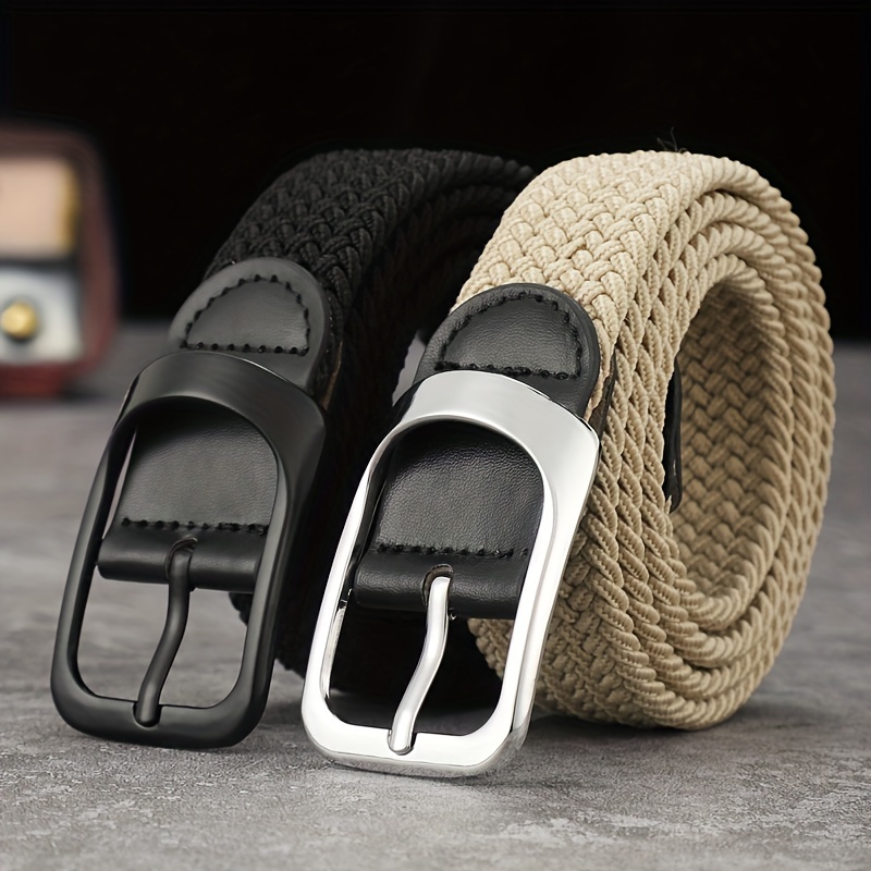 AliExpress Unisex Elastic Woven Belt - Waistband for Casual Jeans, Button Buckle Adjustable,Festive Christmas Gift for Men & Women