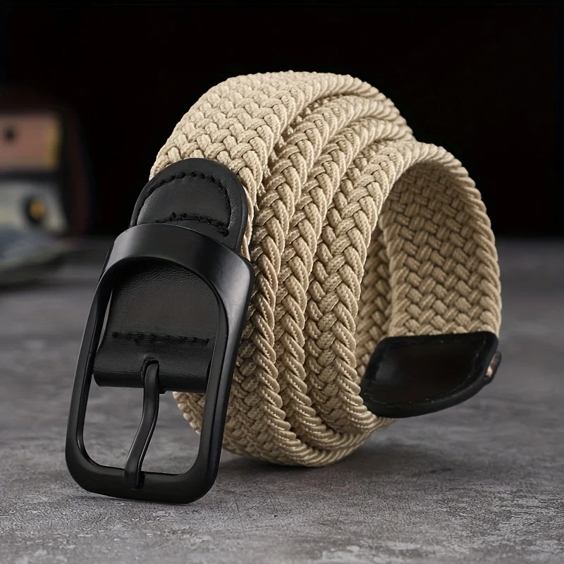 AliExpress Unisex Elastic Woven Belt - Waistband for Casual Jeans, Button Buckle Adjustable,Festive Christmas Gift for Men & Women, view 3