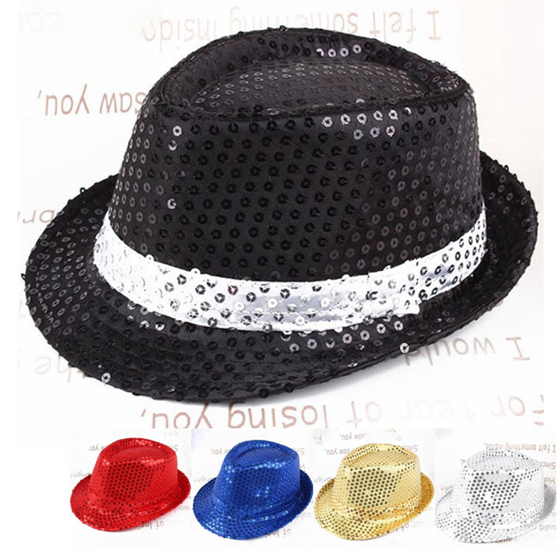 AliExpress Unisex Sequins Hat Stage Dance Show Party Hip Hop Jazz Glitter Cowboy Caps Performance Costume  Clown Magician Shiny Beading Hat