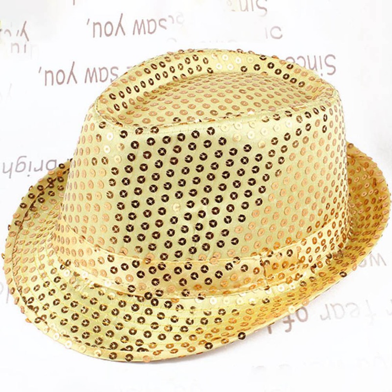 AliExpress Unisex Sequins Hat Stage Dance Show Party Hip Hop Jazz Glitter Cowboy Caps Performance Costume  Clown Magician Shiny Beading Hat, view 4