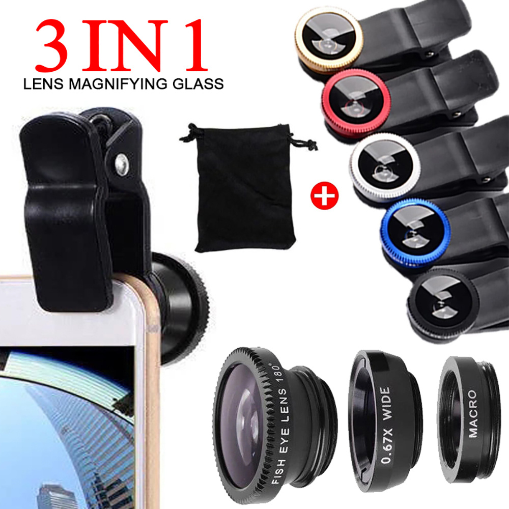 AliExpress Universal 3 in 1 Fish Eye Lens Wide Angle Macro Phone Fisheye Lens Zoom Camera Kits With Phone Clip For iPhone Samsung Xiaomi