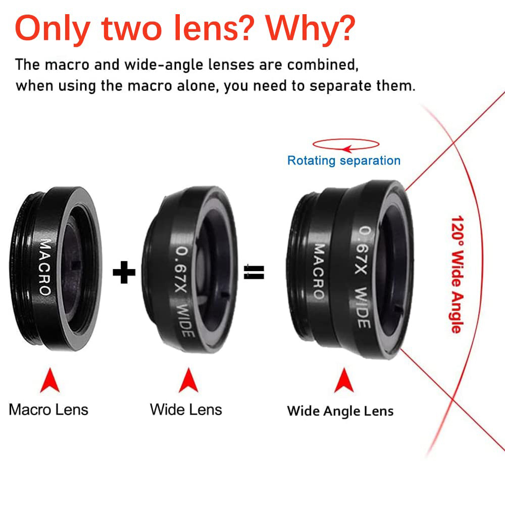 AliExpress Universal 3 in 1 Fish Eye Lens Wide Angle Macro Phone Fisheye Lens Zoom Camera Kits With Phone Clip For iPhone Samsung Xiaomi, view 2