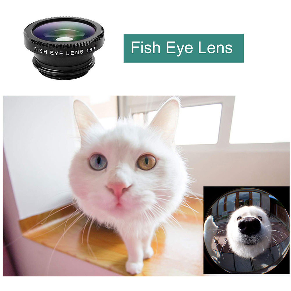 AliExpress Universal 3 in 1 Fish Eye Lens Wide Angle Macro Phone Fisheye Lens Zoom Camera Kits With Phone Clip For iPhone Samsung Xiaomi, view 5