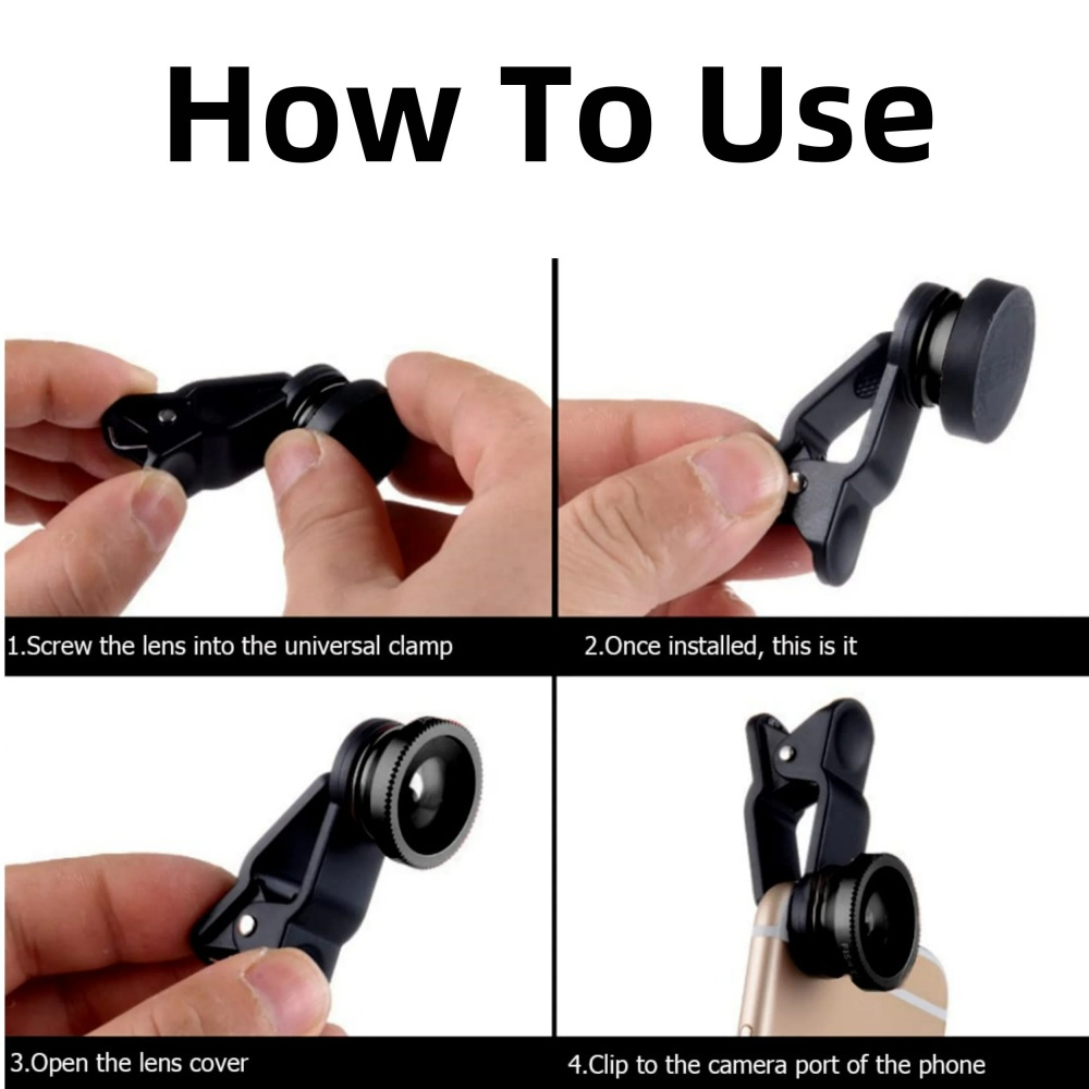 AliExpress Universal 3 in 1 Fish Eye Lens Wide Angle Macro Phone Fisheye Lens Zoom Camera Kits With Phone Clip For iPhone Samsung Xiaomi, view 6