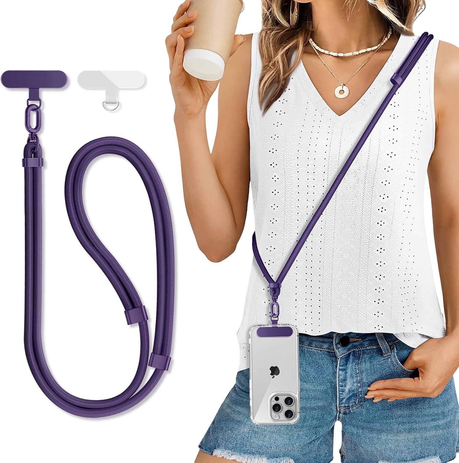 AliExpress Adjustable Crossbody Phone Lanyard with Clip, view 2